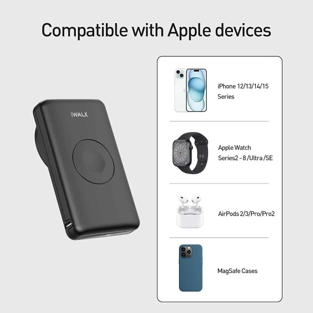 iWalk Mag-X 10000mAh Magnetic Wireless Battery for iPhone & Apple Watch - Black iWalk Mag-X 10000mAh Magnetic Wireless Battery for iPhone & Apple Watch - Black